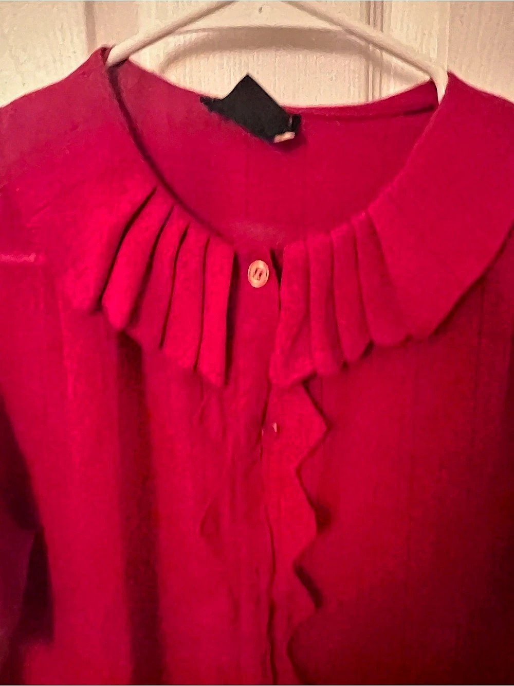 Canell Red Ruffle Collar Blouse - Picture 4 of 7